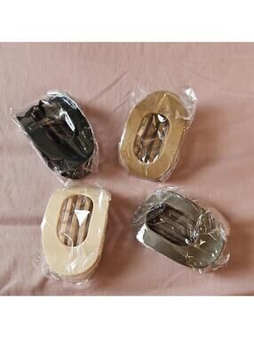 Set of 4 Oval Plastic Hair Claw Clips in Beige, Black, Olive, and Brown